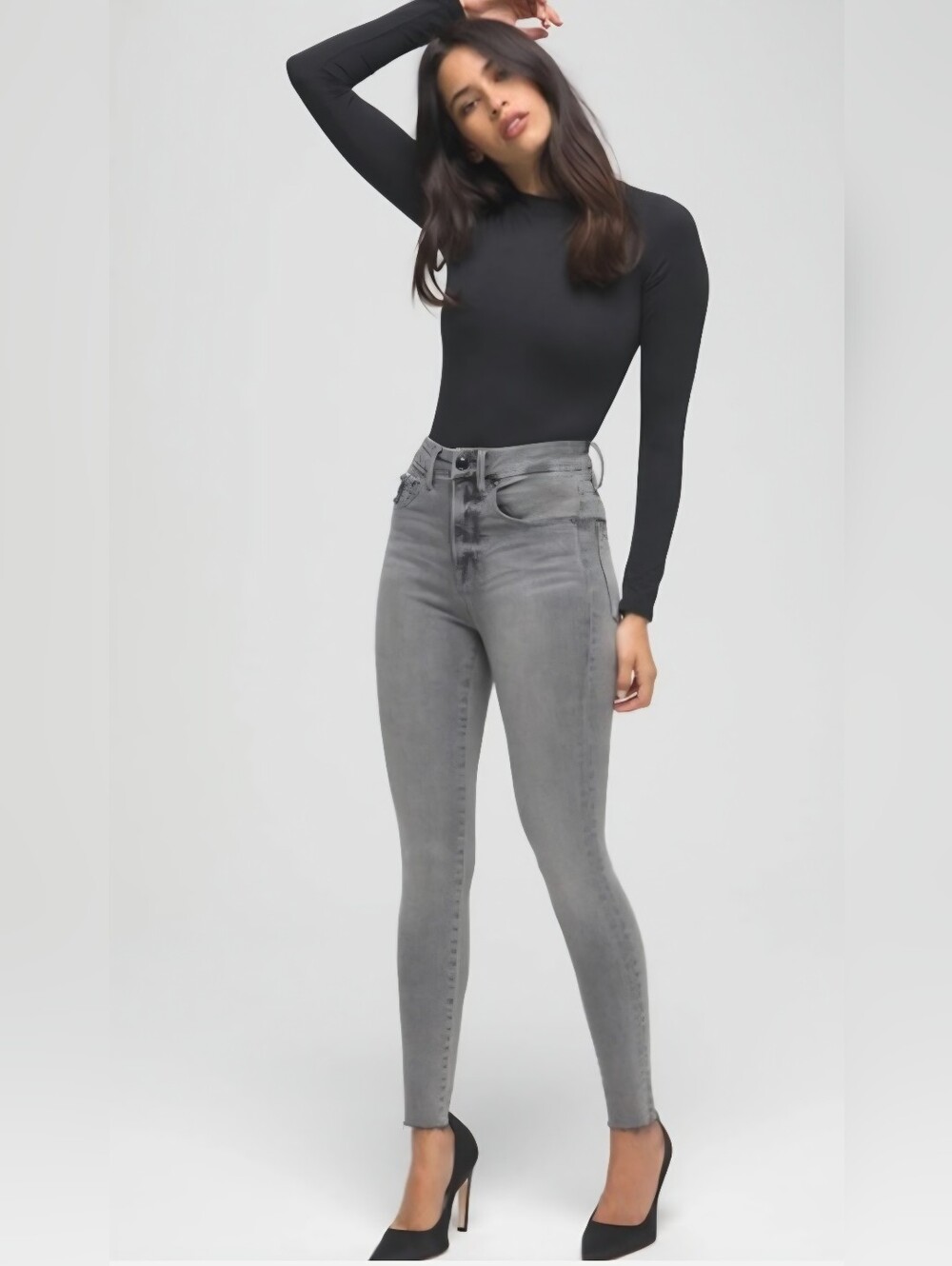 Good American GOOD WAIST CROP RAW EDGE 8/29 Black128